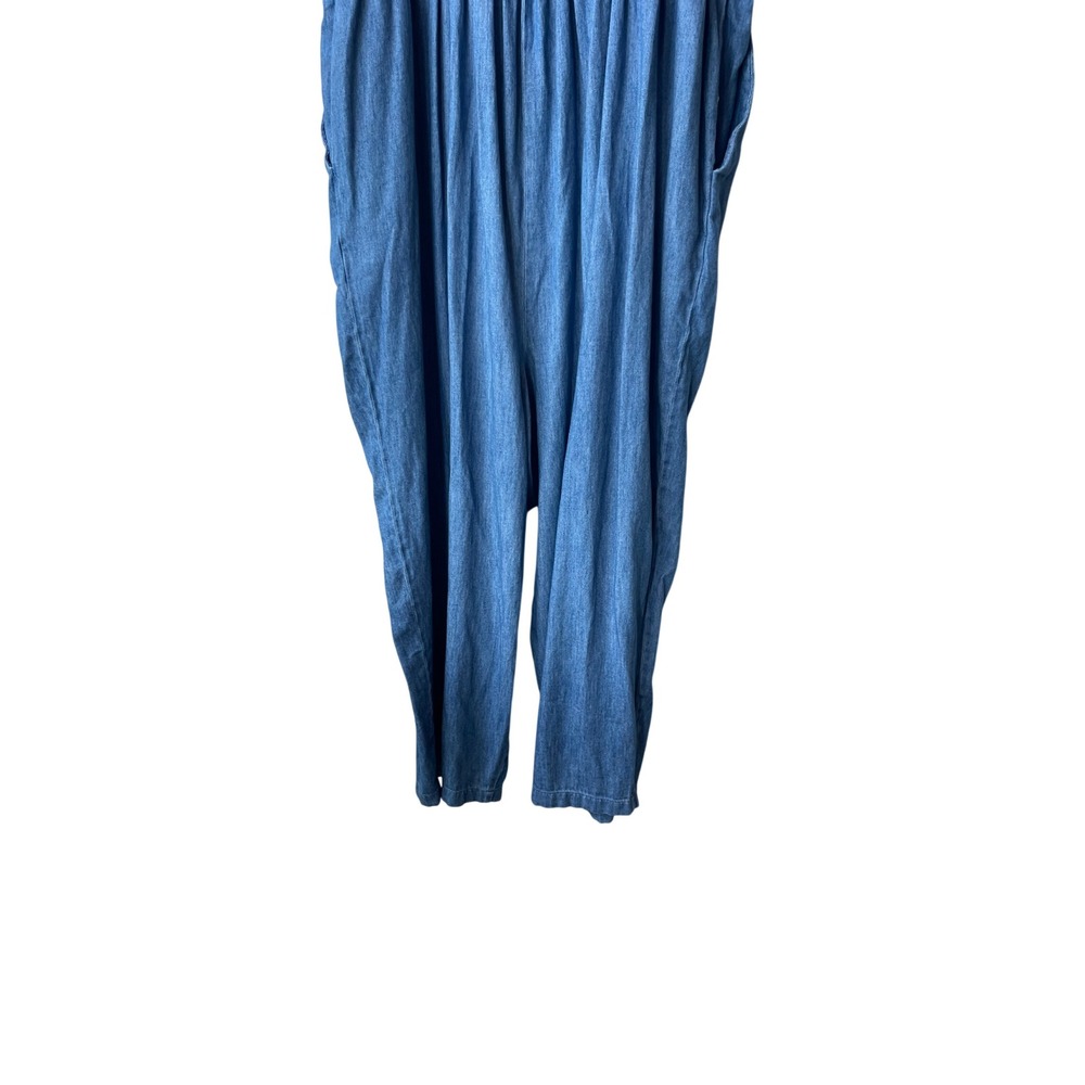 Old Navy Denim Jumpsuit XXL Petite Chambray Button Front Wide Leg Cropped - Picture 11 of 12